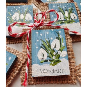 Set 12 Martisoare magneti (Ghiocei pictati manual)