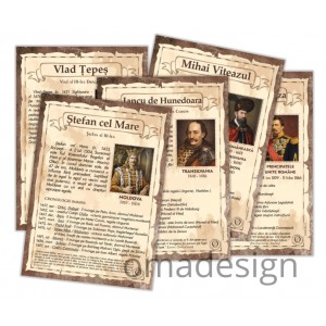 *Set 40 Planse Domnitori si suverani romani (gimnaziu-liceu) - A4 sau A3