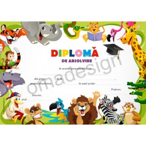 Diploma scolara SC214 - animale jungla Diploma scolara SC214 - animale jungla