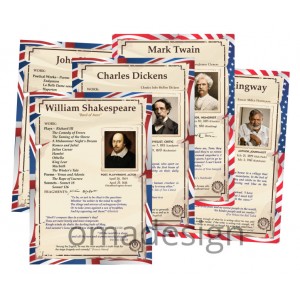 *Set 25 Planse Scriitori englezi si americani (model 2) - A4 sau A3